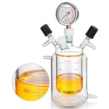 Pressure Gauge Double-Layer Vacuum Flask 100ml-1000ml Glass Lab Bottle