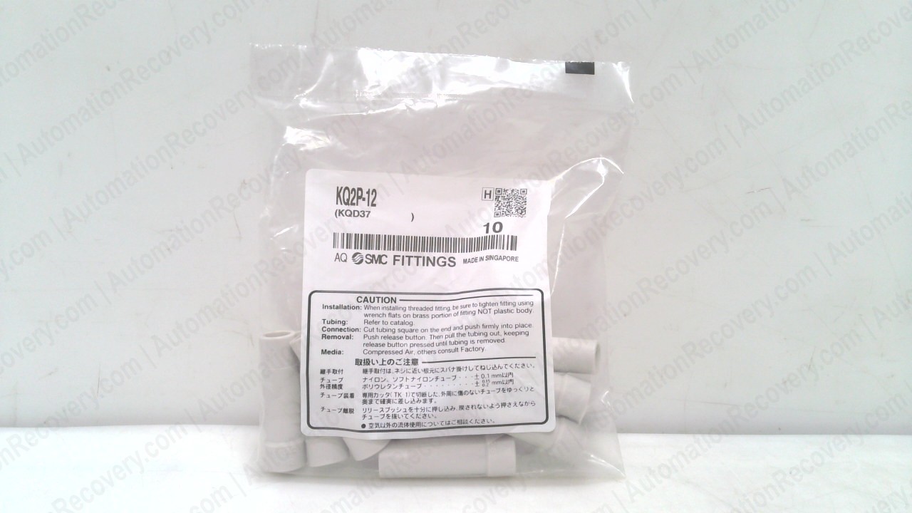 SMC KQ2P-12 - PACK OF 10, ONE-TOUCH ELBOW FITTING, NEW #356104
