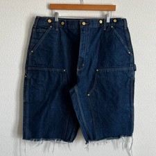 Carhartt denim blue jean double knee work wear carpenter shorts