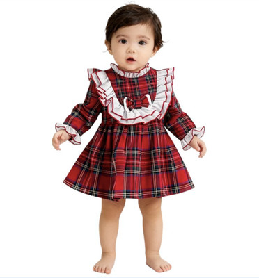 Baby Kleinkind Kleid Mädchen rot Schottenkaro Schleife Stirnband Tule Rock 12-18-24m