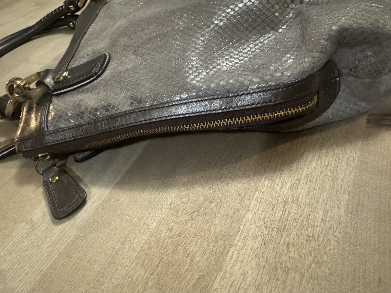 COACH KRISTIN Embossed Python Leather Shoulder To… - image 2