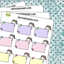 Post It Reminders in Pastel Colors Hand Drawn Planner Stickers Organizer Journal