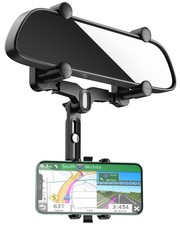 Rear View Mirror Phone Holder, 360  Rotatable and Retractable Universal Mount...