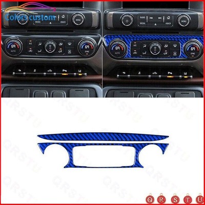 For Silverado GMC SIERRA 2014-2018 Blue Carbon Fiber Climate control Cover Trim