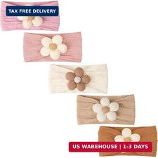 C LLOT 5Pcs Baby Flower Headbands Baby Girl Soft Nylon Headband for Newborn