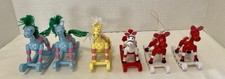 VTG Russ Berrie Collection Of Wooden Rocking Horse Christmas Ornaments Lot Of 6