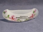 Vintage Milk Glass Canoe Souvenir De Sherbrooke Quebec Hand Painted Flower
