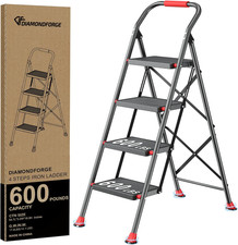 4-Step Ladder Foldable Step Stool for Home & Kitchen, Heavy Duty with Handrails,