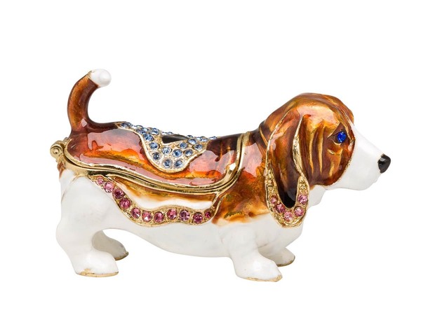 Basset Hound Hund Pillendose Schmuckdose Dose Pillenbox Box Dose Pille Figur-image
