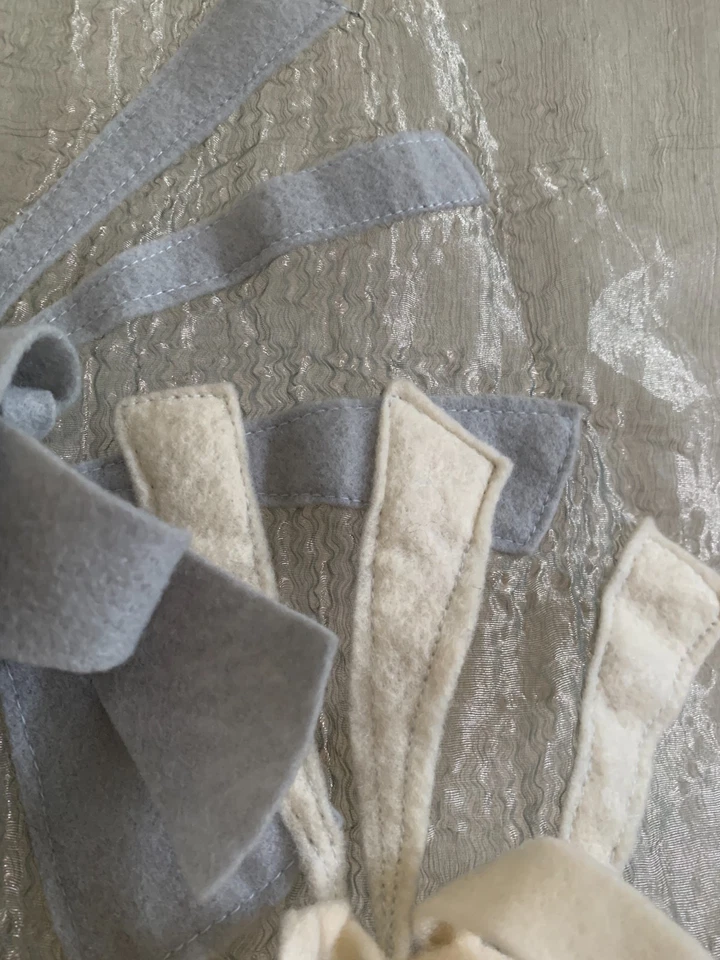 Vintage Metallic Silk Organza Panel with Felt Appliqué Pattern 92"h x 40"w - Image 4 of 4