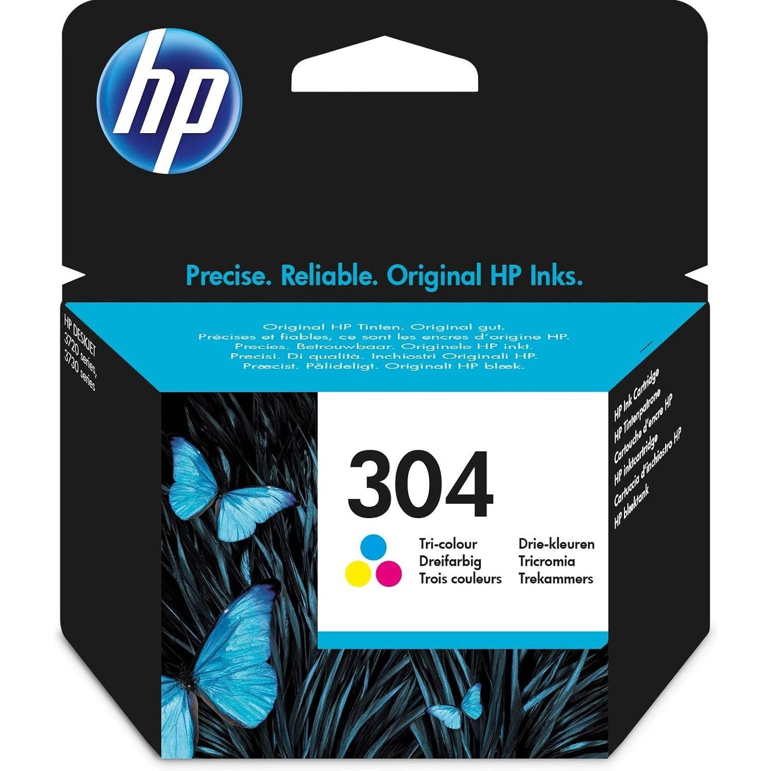 Cartouche Tri-color HP 304 N9K05AE avec encre haute précision pour photos sans bavure