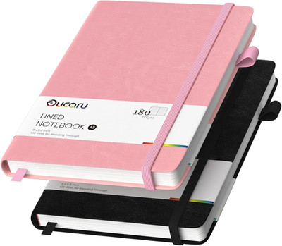 Lined Journal Notebook, 2 Pack, 180 Pages, A5 Journals for Writing, 100 GSM Thic