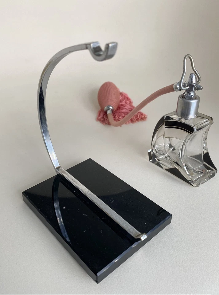 RARE ANTIQUE ART DECO KARL PALDA ‘SWING’ PERFUME ATOMISER AND CHROME STAND  - Image 4 of 4