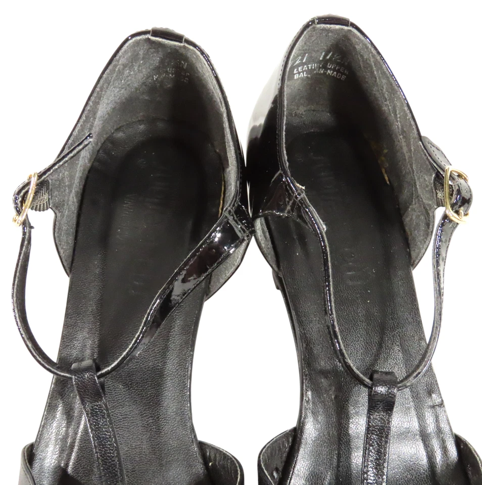 TACONES DE CUERO/PATENTE NEGROS California Magdesians de colección correa en T punta de ala talla 11,5 N Foto 4 de 4