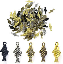 100Pcs Fish Charms for Jewelry Making Mini Fish Pendants Alloy Fish Charms for C