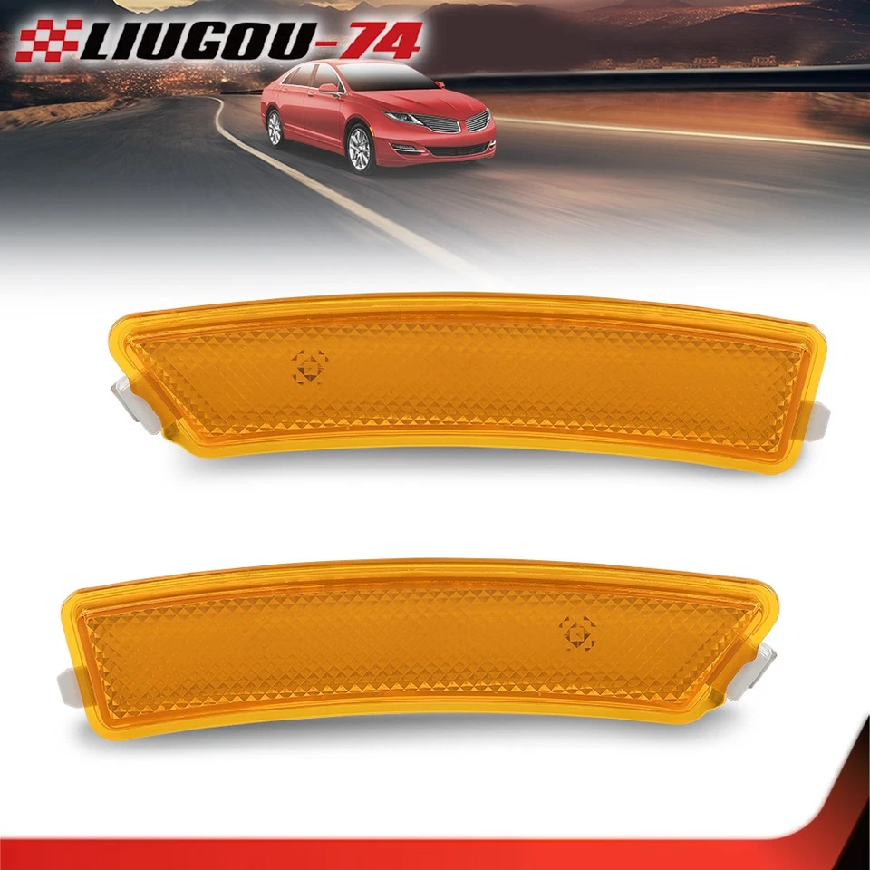 Par de luces marcadoras laterales reflectoras de parachoques delantero aptas para Lincoln MKZ 2013-2016 Foto 2 de 4