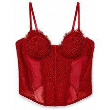 Garage Red Lace Corset Top Bustier Mesh Underwire Adjustable Straps Small