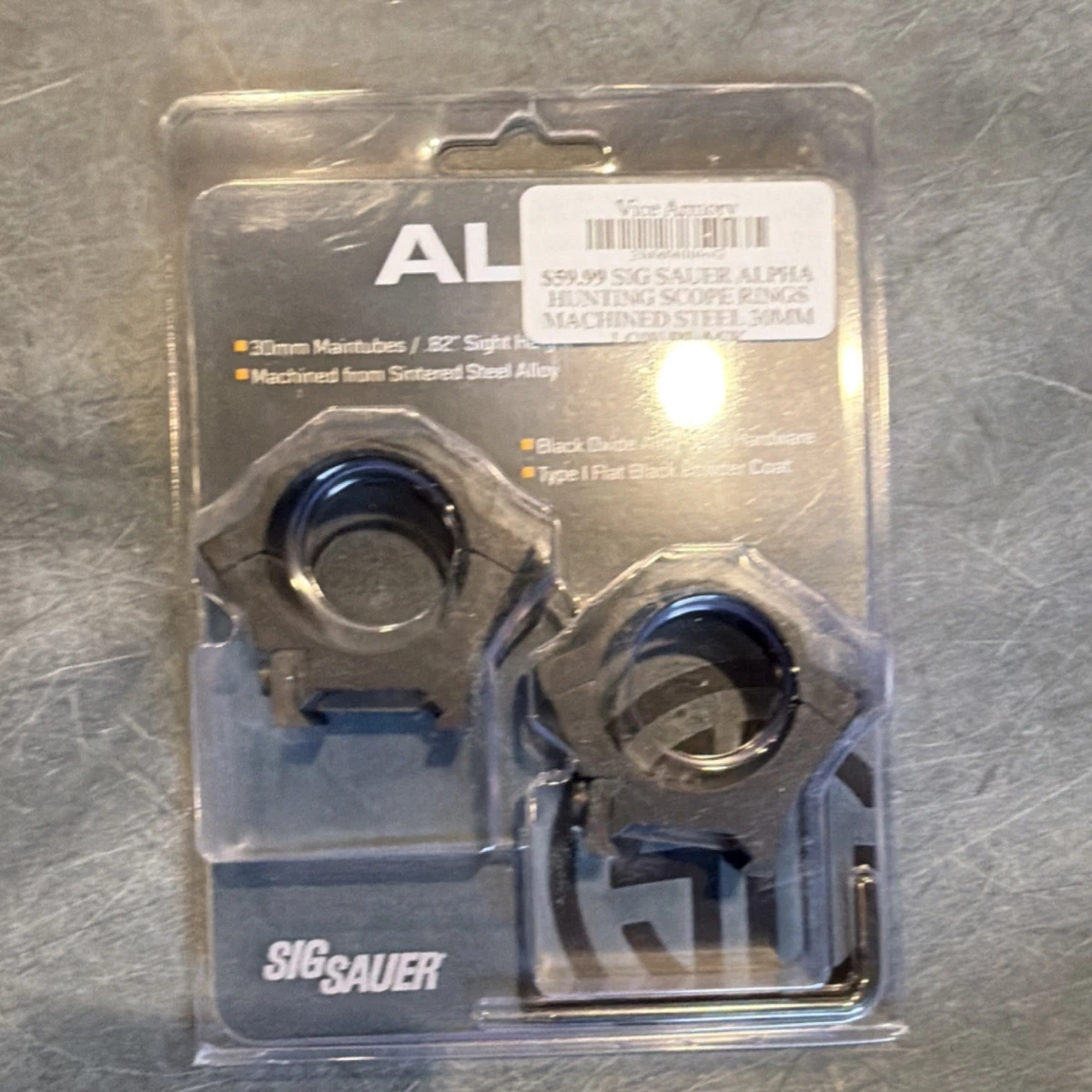 SIG SAUER ALPHA1 Scope Rings 30mm Low Steel Black Picatinny