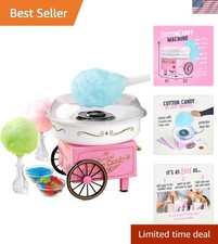 Vintage Pink Cotton Candy Machine - Compact Treat Maker with Reusable Cones