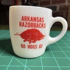 Vintage Arkansas Razorbacks Milk Glass Mug ~ Go Hogs Go