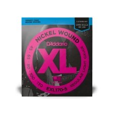 D'Addario EXL170-5 5-String Nickel Wound Bass Guitar Strings, Light