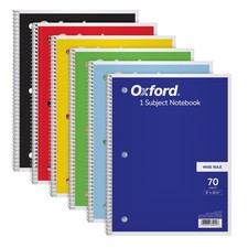 Oxford Spiral Notebooks, 6 Pack, 1 Subject, Wide Ruled Notebooks for School, 8 X