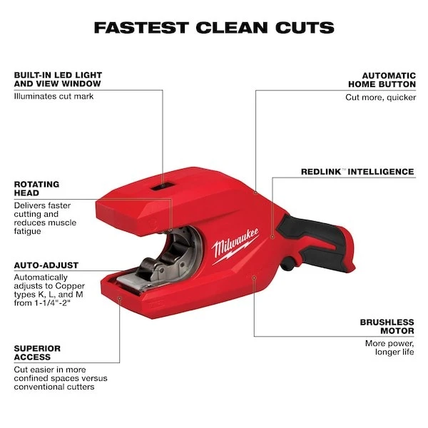 Milwaukee Tool 2479-20 M12 cortador de tubos de cobre sin escobillas 1-1/4" - 2" Foto 3 de 4