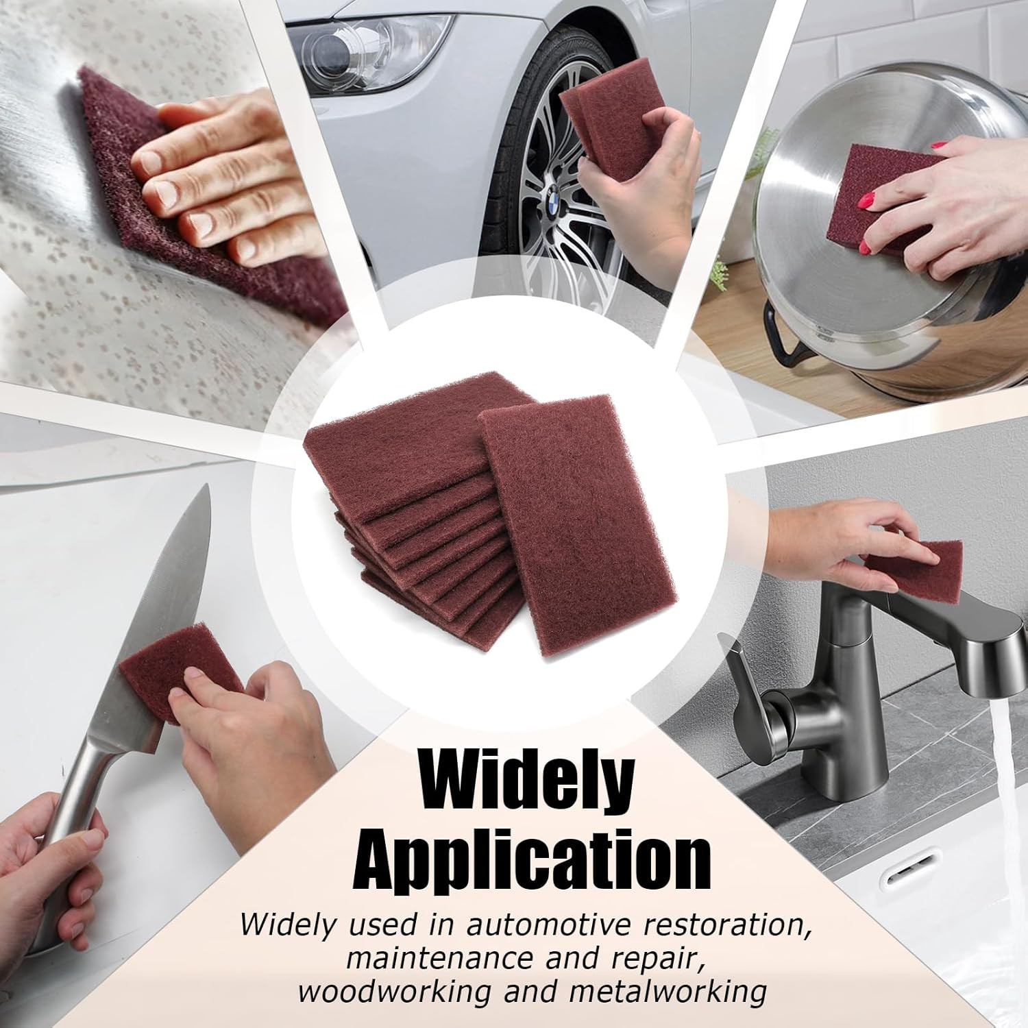 6Pcs Scotch Brite 7447 Very Fine Grade General Purpose Sanding Hand Pads 200 X 1