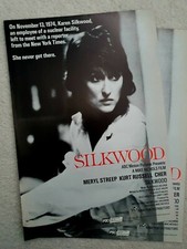 SILKWOOD - 2 VINTAGE ORIGINAL UK PRESS SYNOPSIS BOOKLETS  - MERYL STREEP, CHER