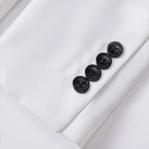 Men's Black and White Spliced Two-Piece Notch Lapel Casual Suit with Trousers - Bild 5 von 12