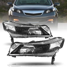 For 2009-2014 Acura TL Black Clear HID Xenon Headlights Assembly Pair