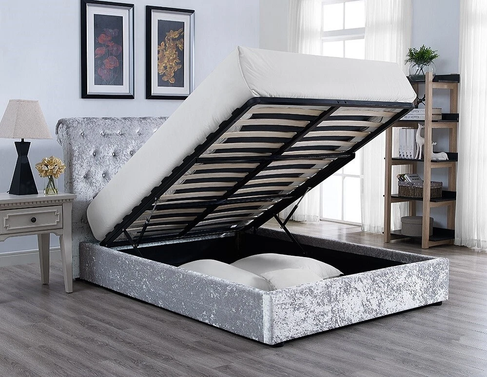 4ft crushed velvet ottoman bed deals