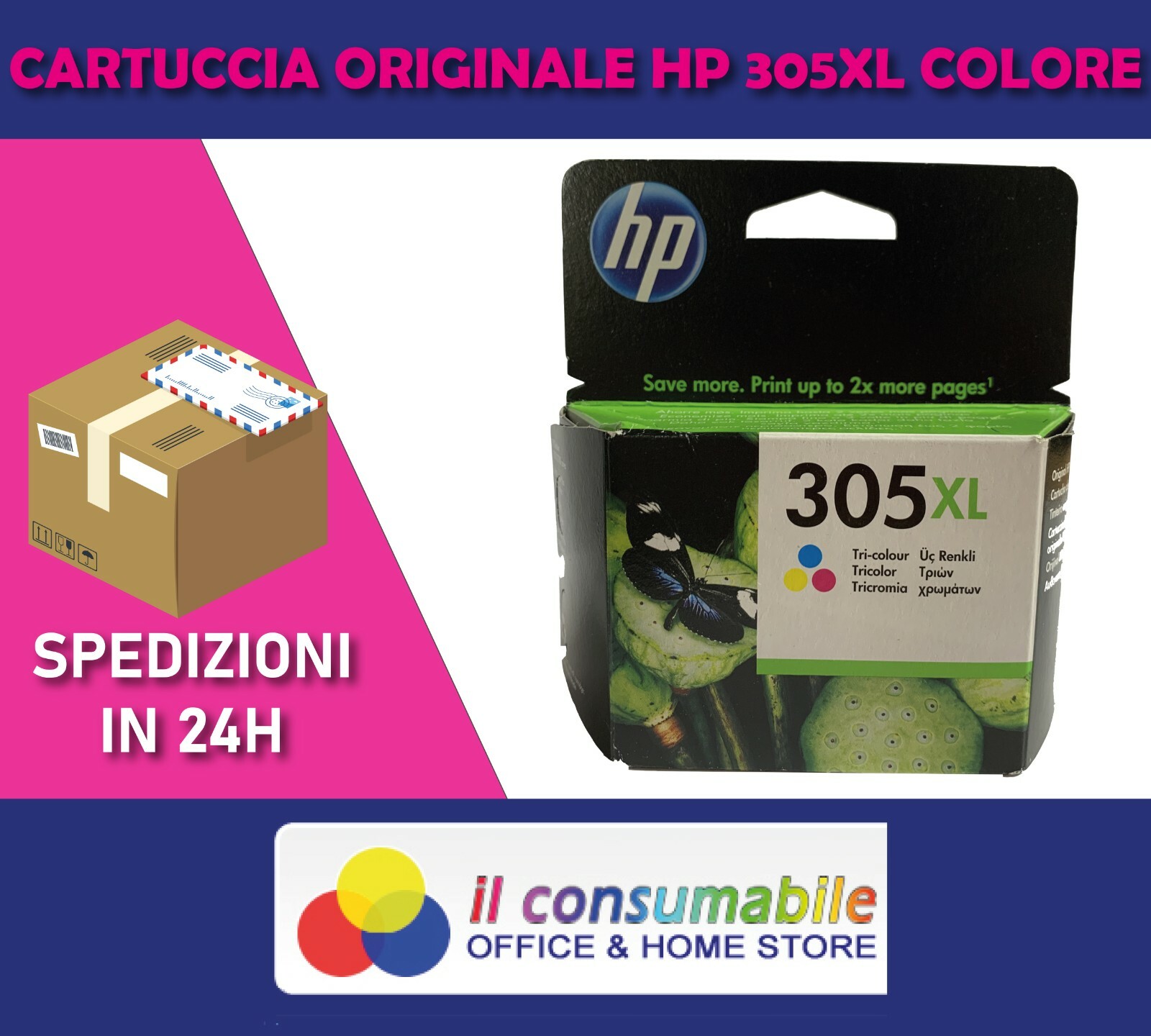 HP 305XL  COLORE 3YM63AE ORIGINALE  HP DeskJet Plus 4110 DeskJet 2720