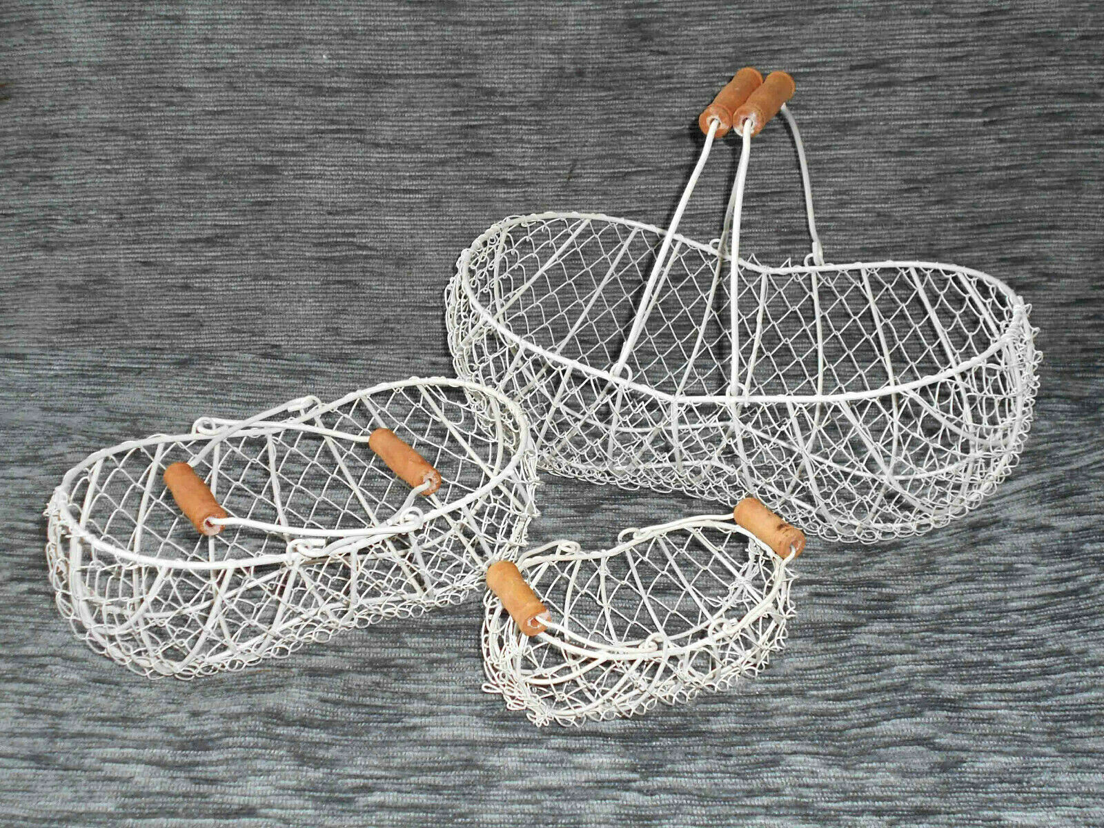 3er-Set Cesta de Alambre para Patatas Cosechar Frutas Pilzkorb Blanco Crema (579