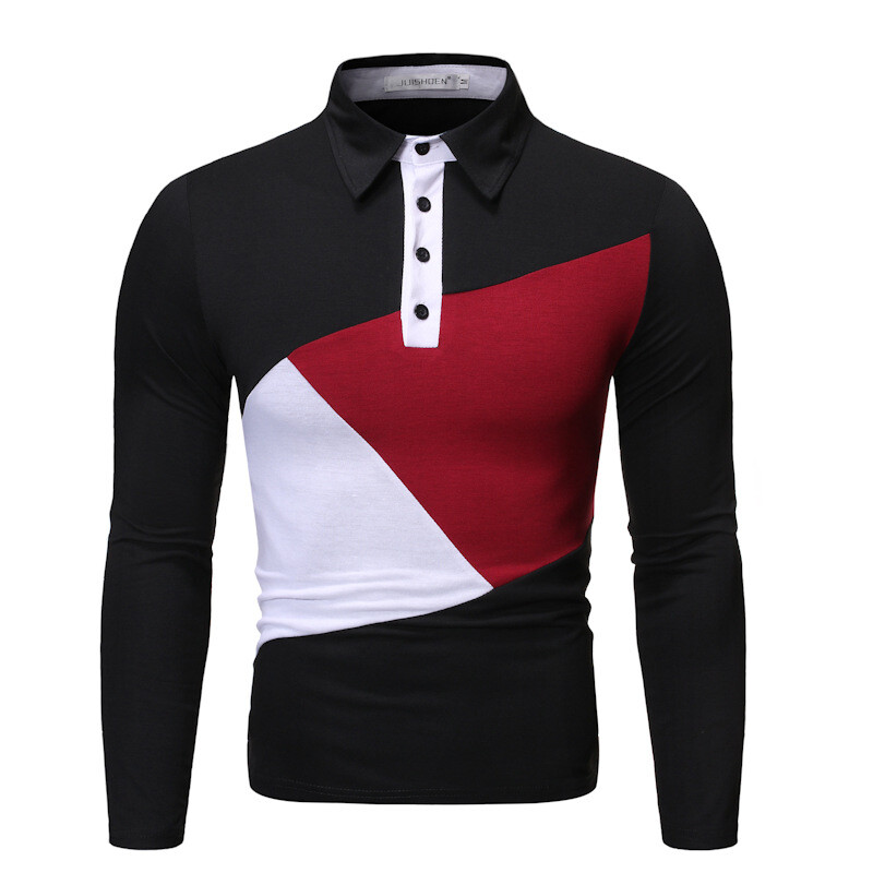 MENS LONG POLO SHIRT (予約販売品) Multicolor Sports Men's Polo Shirt Long Sleeve Splice