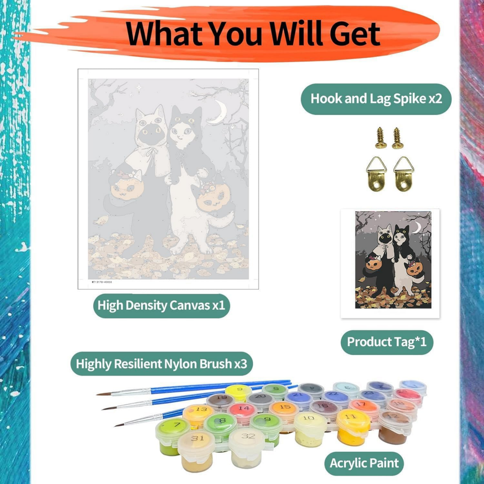 Halloween Paint by Numbers Kit,Horror Paint by Number Kits for Adults