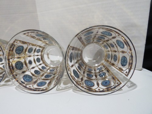 VTG MCM 1950'S/60'S CLUVER 22K GOLD ROCKS/LOWBALL TAPERED GLASSES GOLD/TURQ-7 - Picture 11 of 15