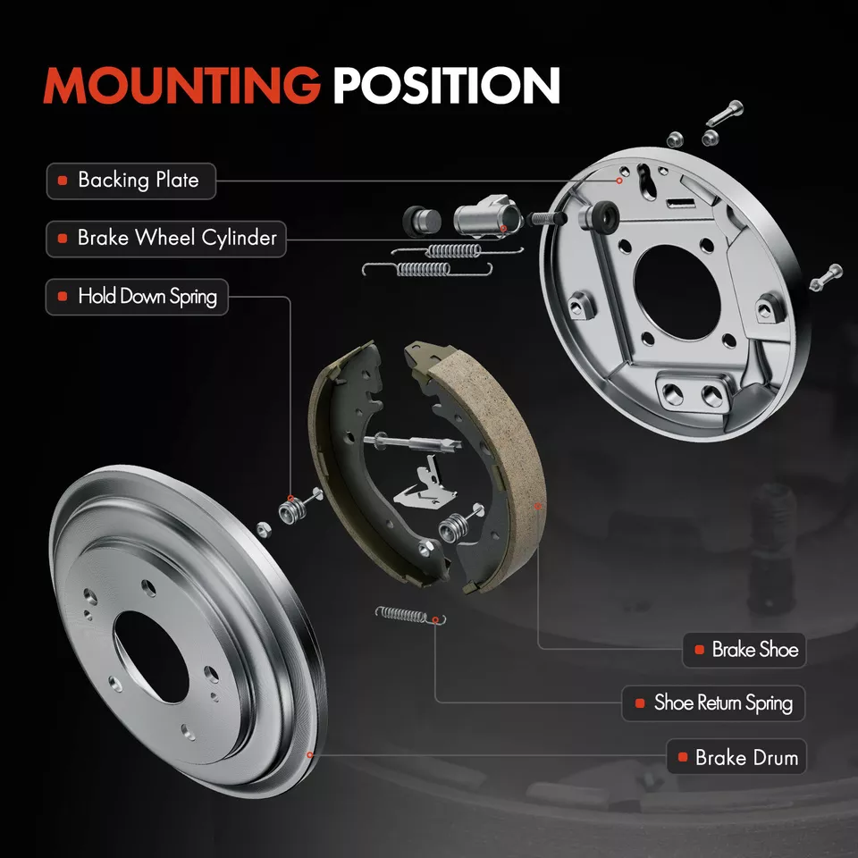 制动鼓 + 陶瓷制动鞋适用于雪佛兰 Equinox 2005 2006 Pontiac Aztek 后部 — 第 3/4 张图片