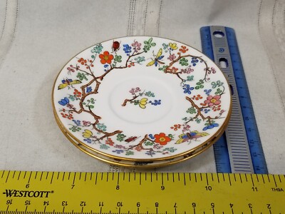 2 Spode England Shanghai Saucers Gold Trim 4 9/16''