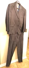 Men's Effetti Italy Suit Lightweight Shiny Charcoal Jacket 44R Pants 38R & Vest
