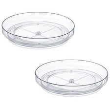 2 Pack 9 Inch Clear Lazy Susan Organizer Turntable Rack for Kitchen Cabinet