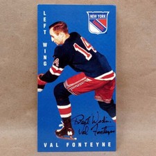 1994 Parkhurst Tall Boys #95 Val Fonteyne SIGNED New York Rangers Autograph