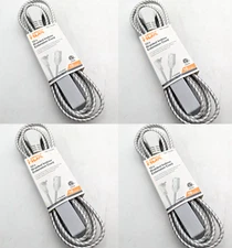 (4 PACK) HDX 10 ft. 16-Gauge/2 White Braided Extension Cord Indoor -  3 Outlets