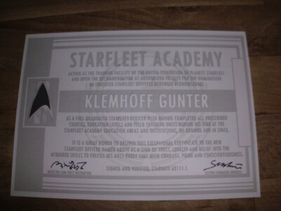 STAR TREK, Starfleet Academy, Diploma, platin, NEU