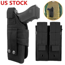 Tactical Molle Pistol Holster Belt Waist Gun Holster with Double Magazine Pouch