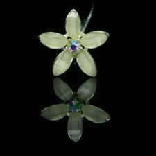 One Cream Glossy Flower with Rhinestone Center Bridal Wedding Hair Pin