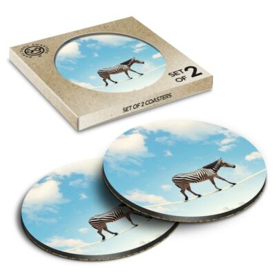 2 x Box Runde Untersetzer - Zebra Circus ny Surreal #2310