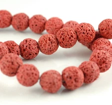 11MM RED VOLCANIC BASALTIC LAVA GEMSTONE ROUND 11MM LOOSE BEADS 15.5inch