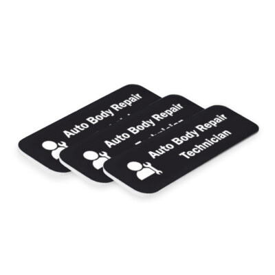 Auto Body Repair Technician Graphic Car Service 1 x 3'' Name Tag/Badge, (3 Pack)