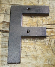 Cast Iron Industrial LETTER F Sign Rustic Brown 5" tall Alphabet 